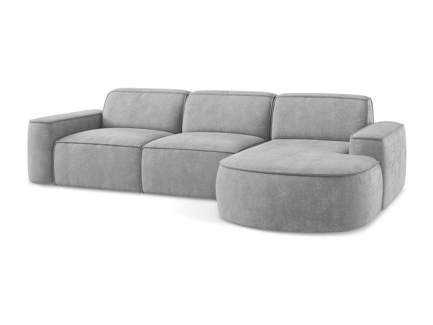 Modulaire hoekbank rechts van lichtgrijs chenille stof - OMAO