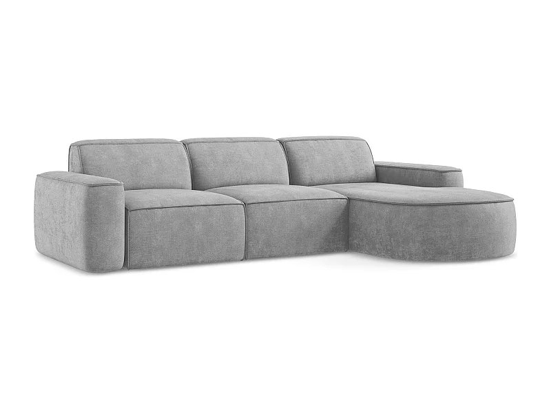 3-Sitzer Modulares Ecksofa - Ecke Rechts - Chenille - Hellgrau - OMAO