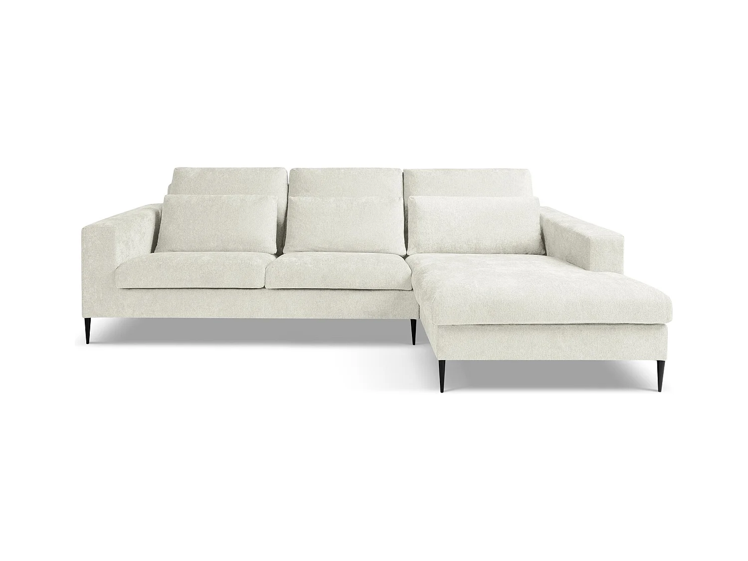 Canapé d’angle 3 places droit en tissu chenille - beige clair - AKALA