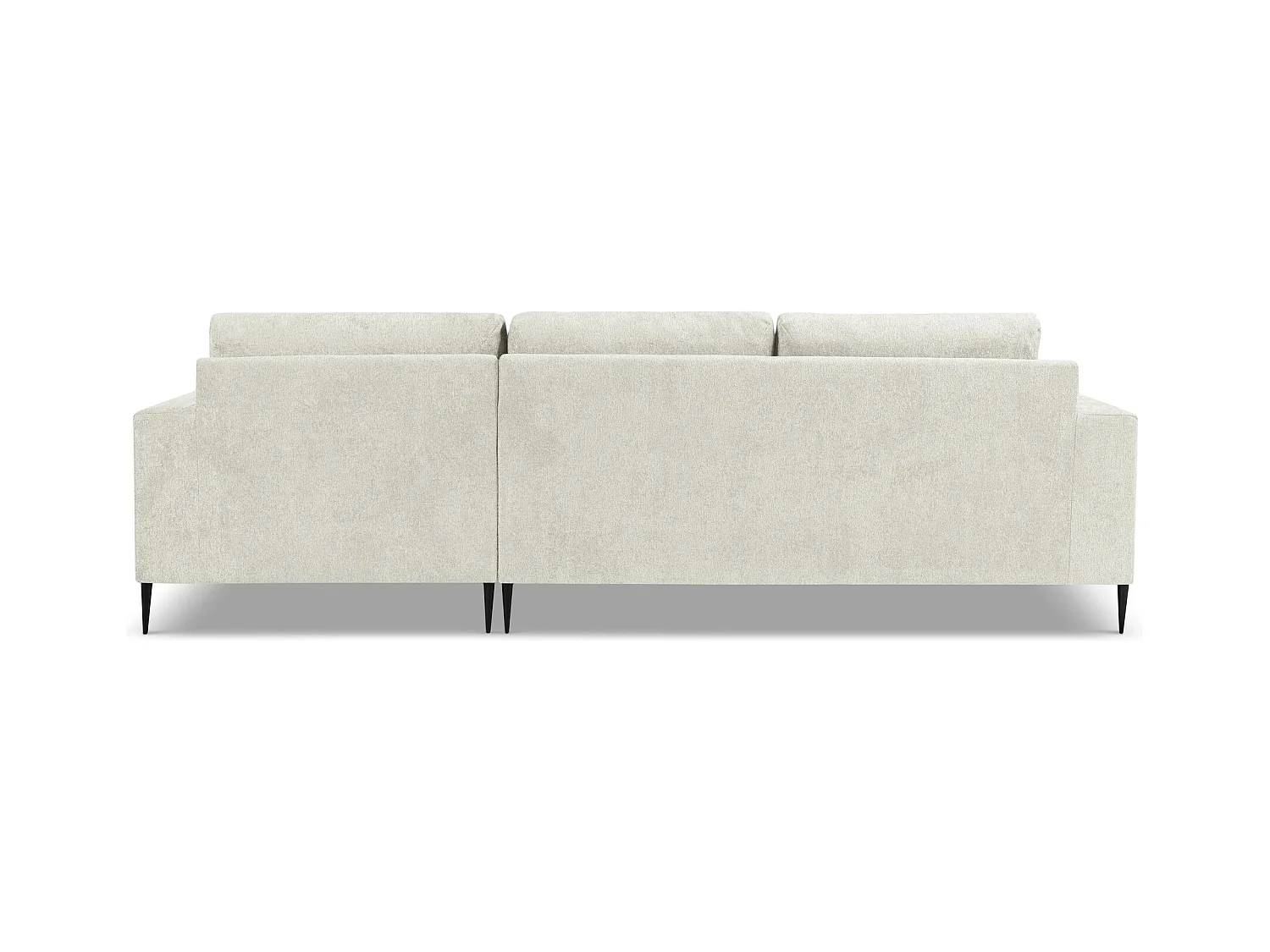 Canapé d’angle 3 places droit en tissu chenille - beige clair - AKALA