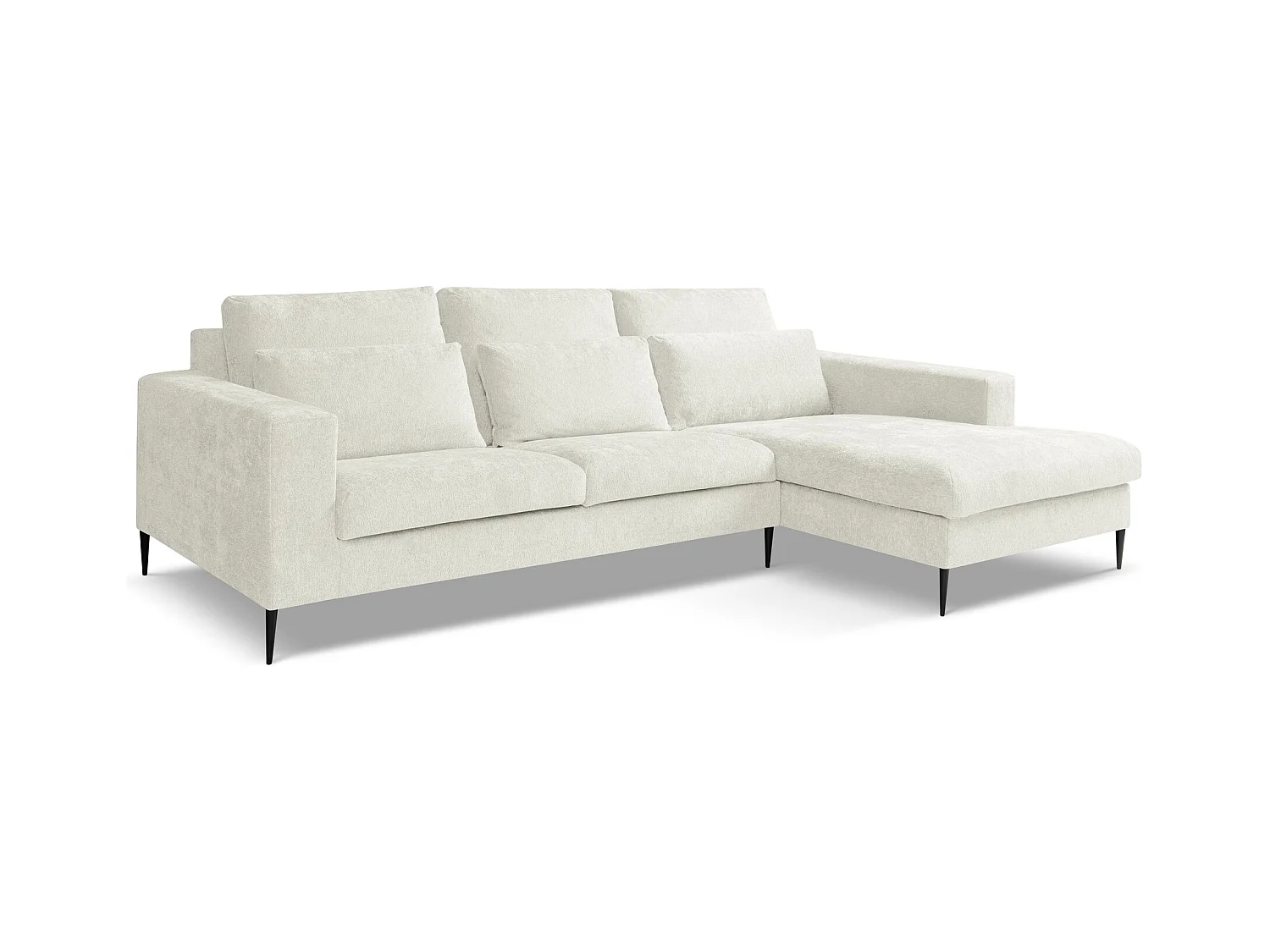 Ecksofa - Ecke Rechts - Chenille - Hell beige - AKALA