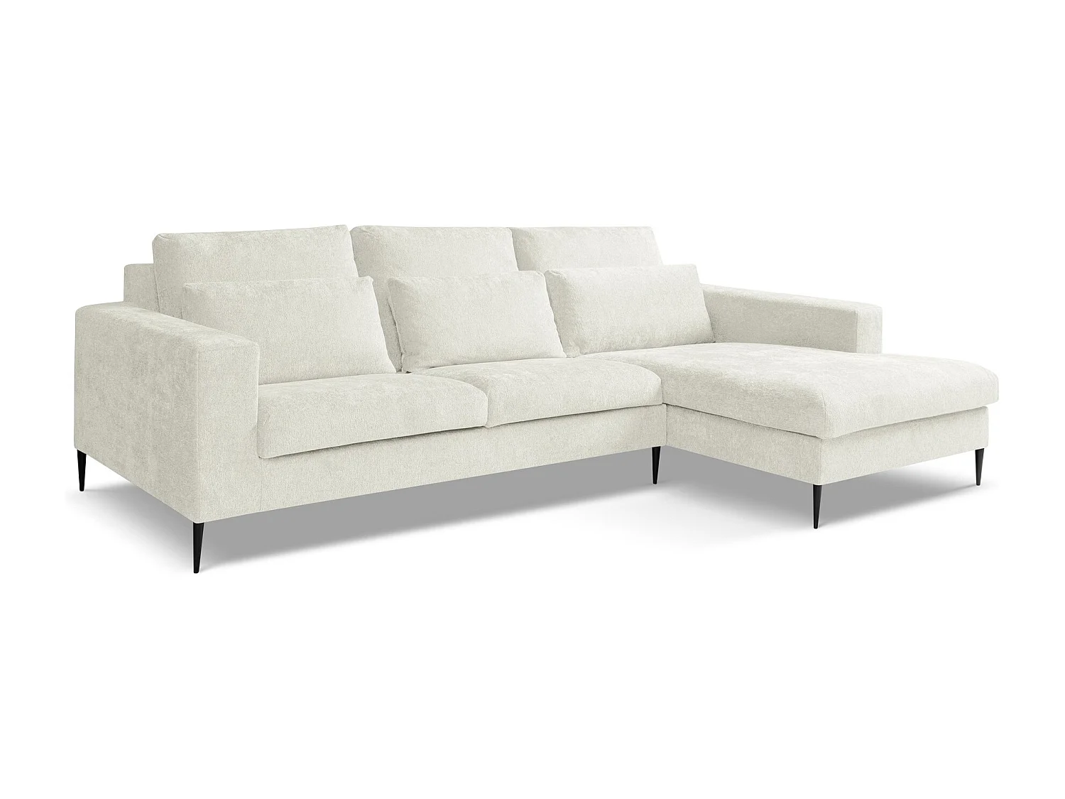 Canapé d’angle 3 places droit en tissu chenille - beige clair - AKALA