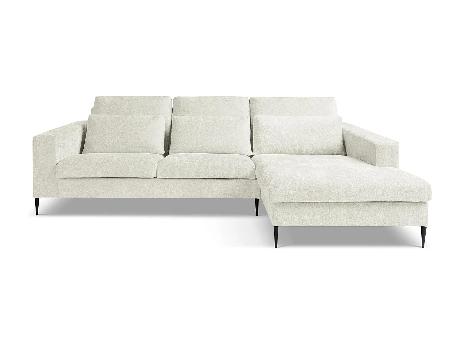 Canapé d’angle 3 places droit en tissu chenille - beige clair - AKALA