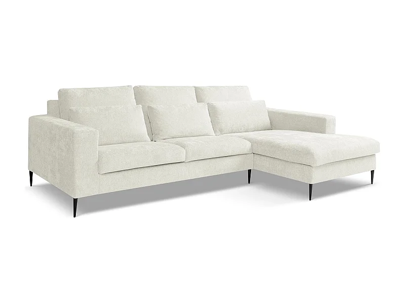 Hoekbank rechts van lichtbeige chenille stof - AKALA