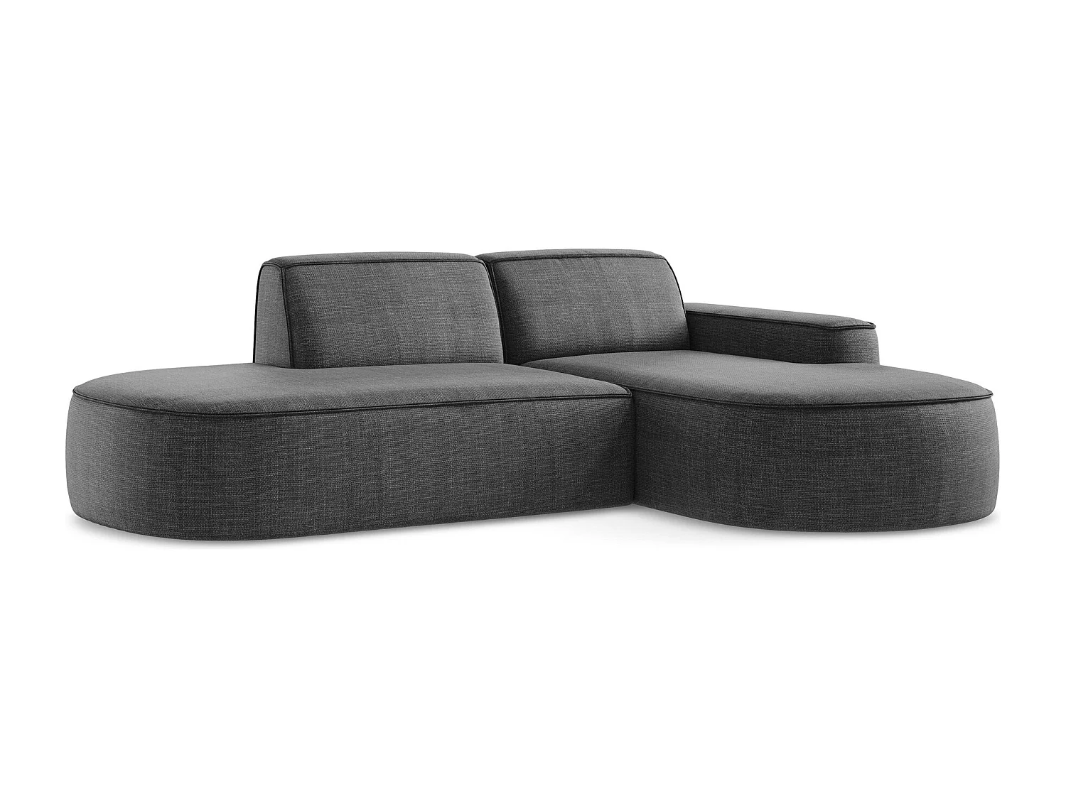 Canapé d'angle 3 places modulaire droit en tissu texturé - gris foncé - OMAO