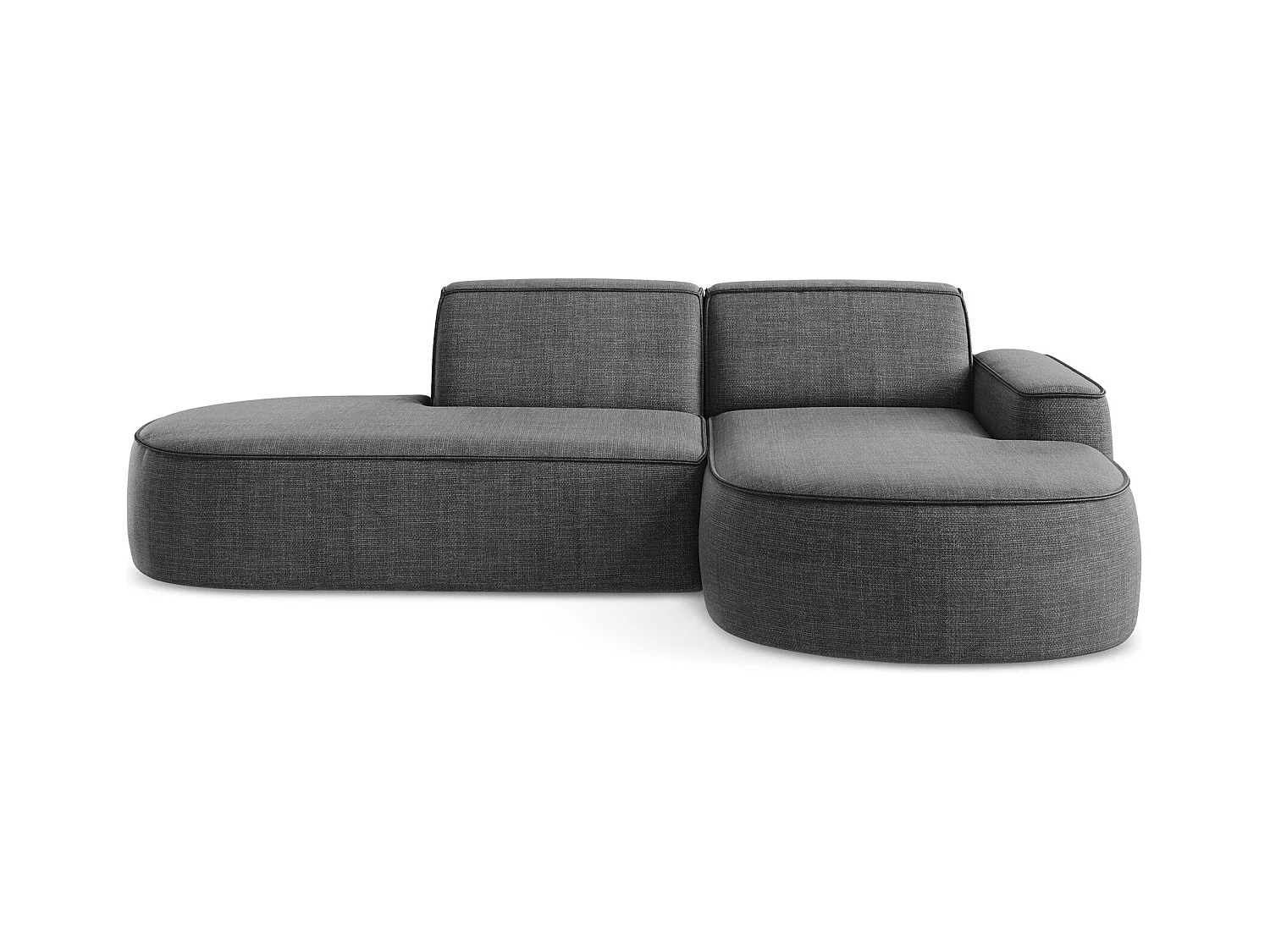 Canapé d'angle 3 places modulaire droit en tissu texturé - gris foncé - OMAO