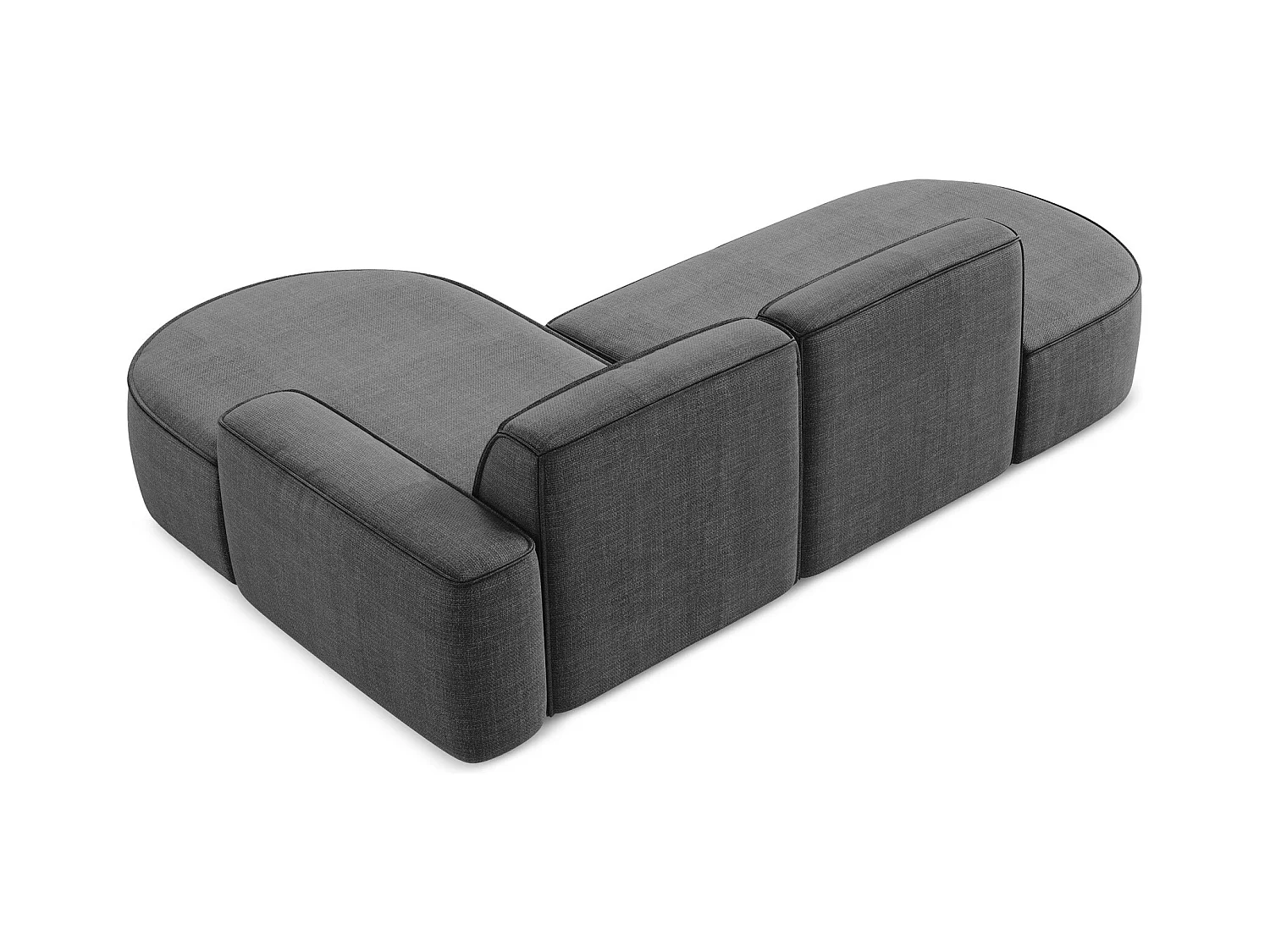 Canapé d'angle 3 places modulaire droit en tissu texturé - gris foncé - OMAO