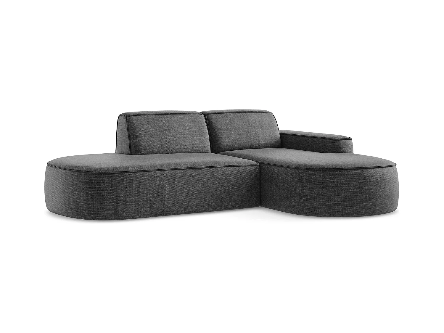 Canapé d'angle 3 places modulaire droit en tissu texturé - gris foncé - OMAO