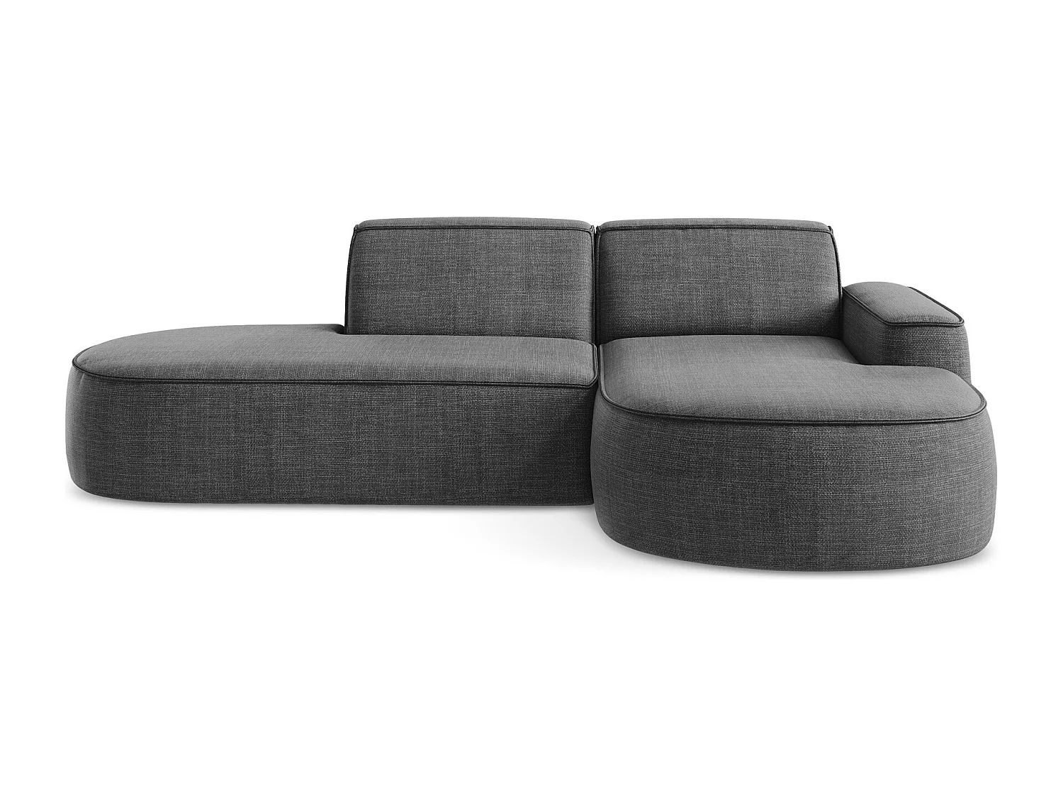 Canapé d'angle 3 places modulaire droit en tissu texturé - gris foncé - OMAO