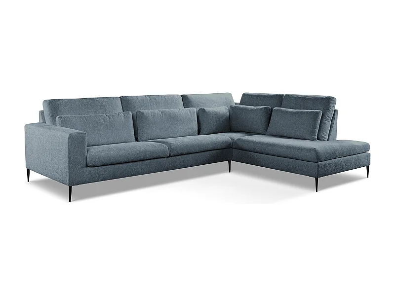 Ecksofa - Ecke Rechts - Chenille - Blau - AKALA