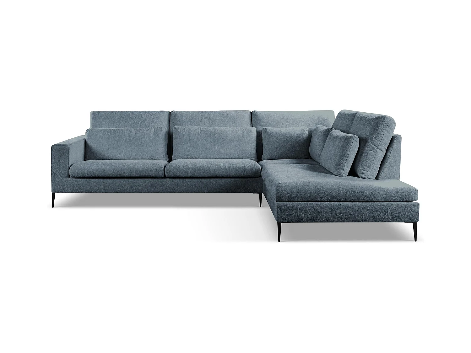 Canapé d’angle 4 places droit en tissu chenille - bleu - AKALA