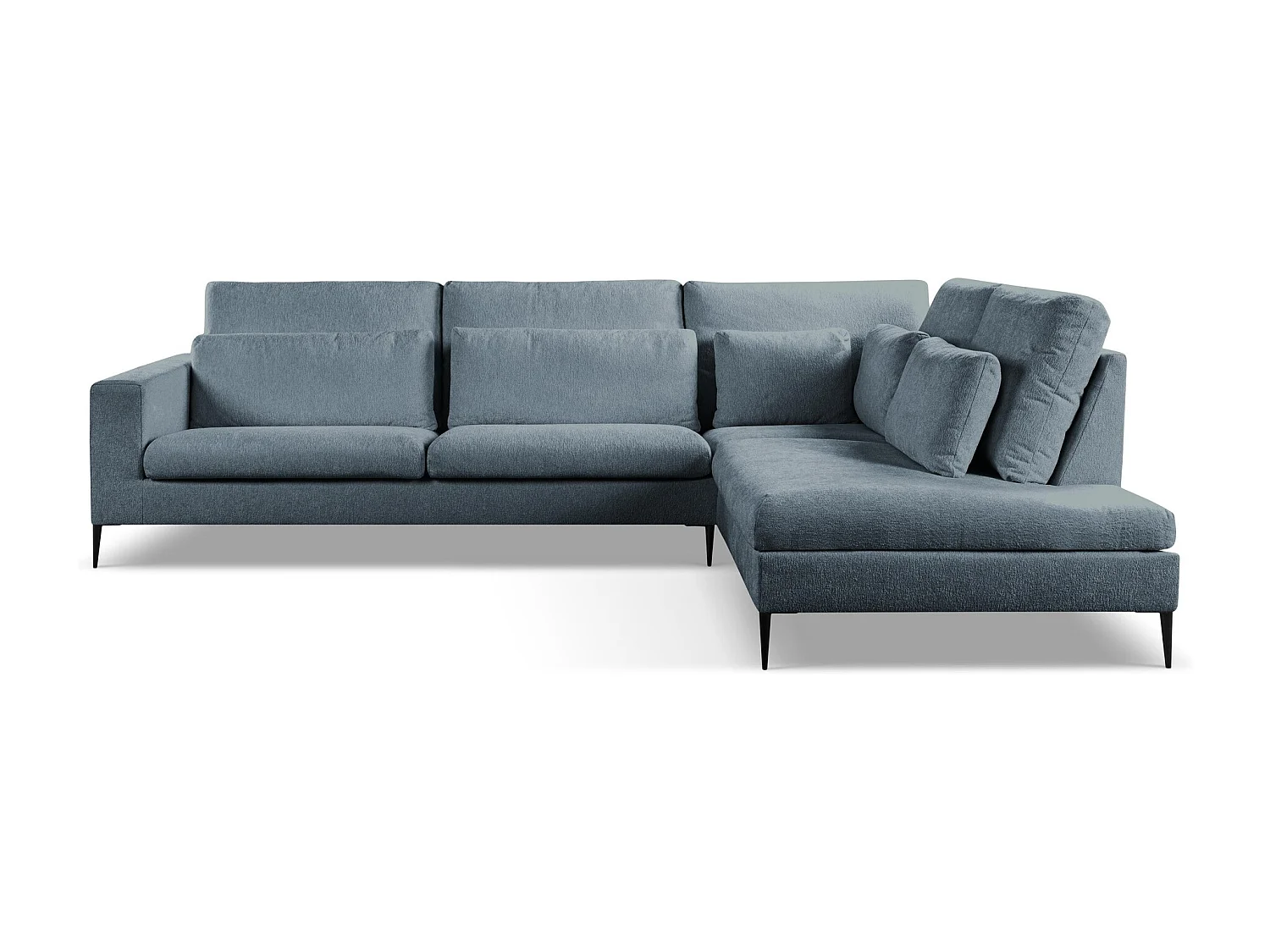 Canapé d’angle 4 places droit en tissu chenille - bleu - AKALA