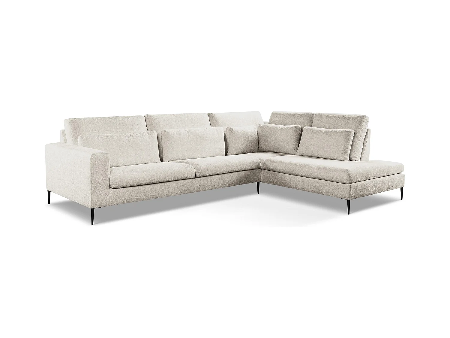 Canapé d’angle 4 places droit en tissu chenille - beige - AKALA