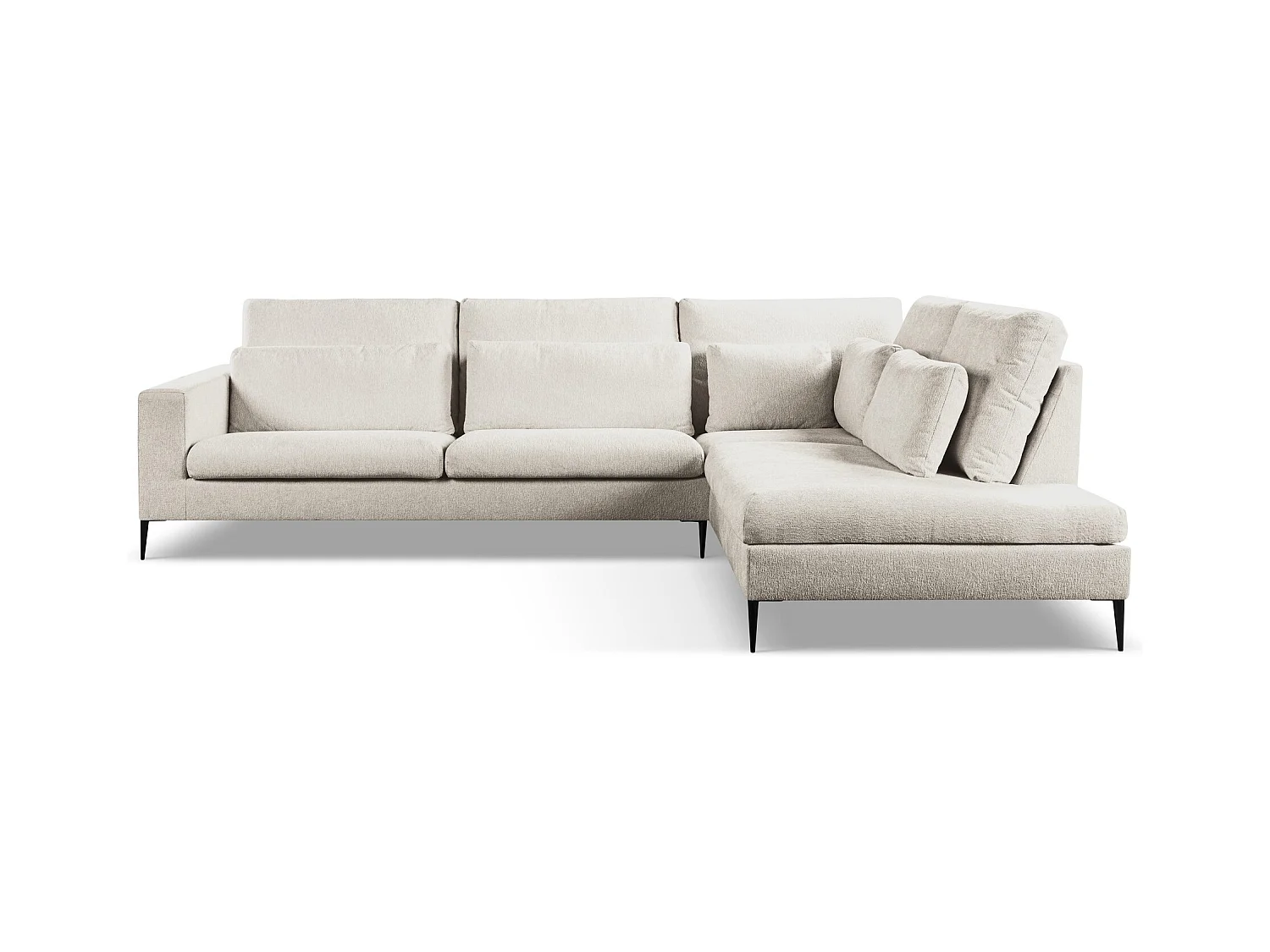 Canapé d’angle 4 places droit en tissu chenille - beige - AKALA