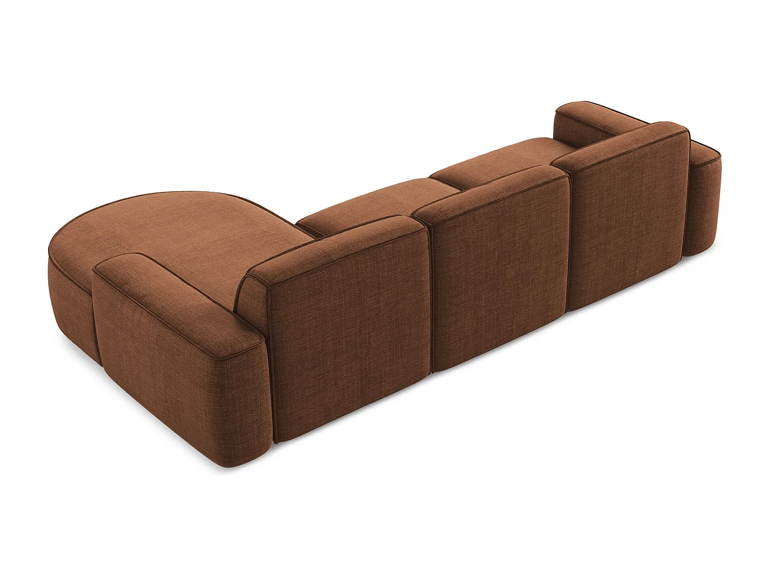 Canapé d'angle 3 places modulaire droit en tissu texturé - terre cuite - OMAO