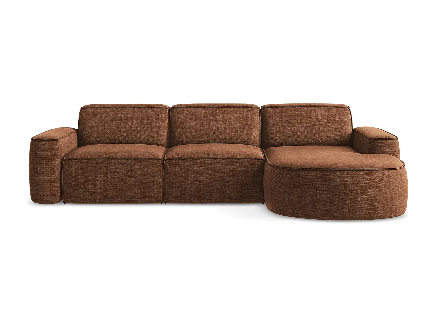 Modulaire hoekbank rechts van terracotta textuurstof - OMAO