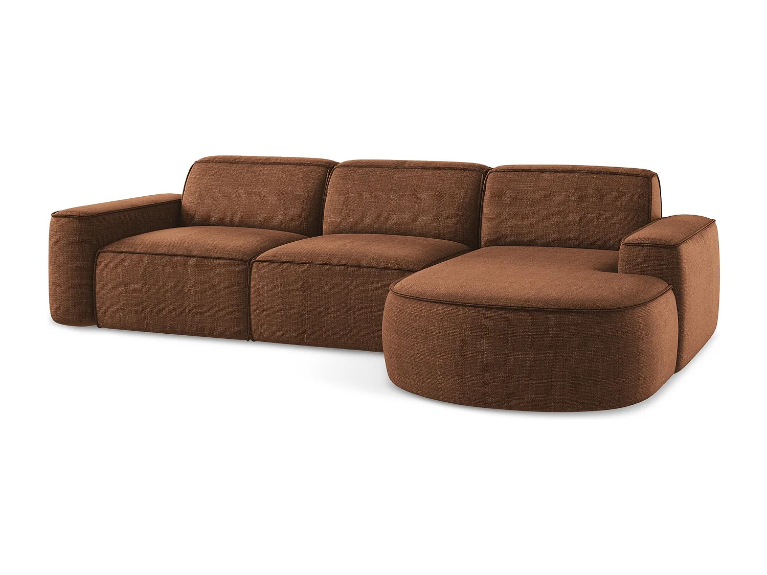 Modulaire hoekbank rechts van terracotta textuurstof - OMAO