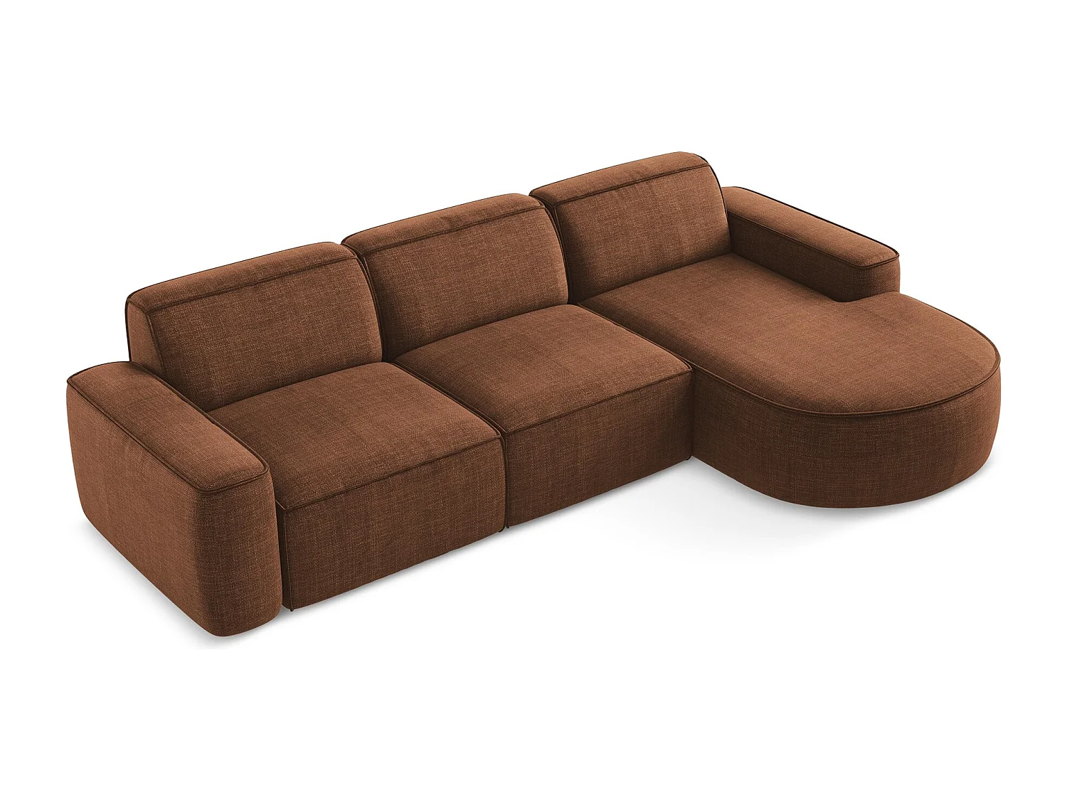 Modulaire hoekbank rechts van terracotta textuurstof - OMAO