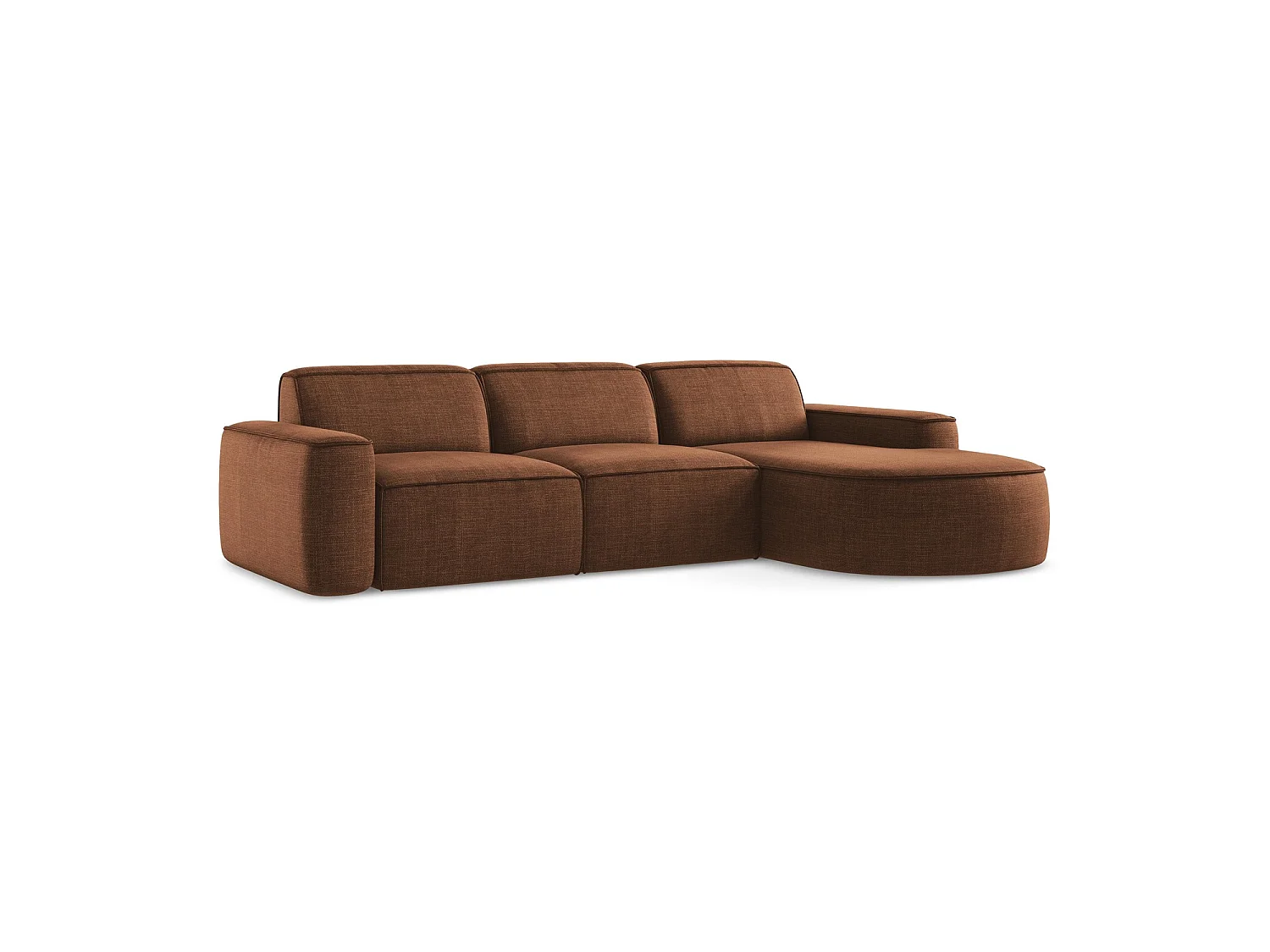 Modulaire hoekbank rechts van terracotta textuurstof - MELISSA