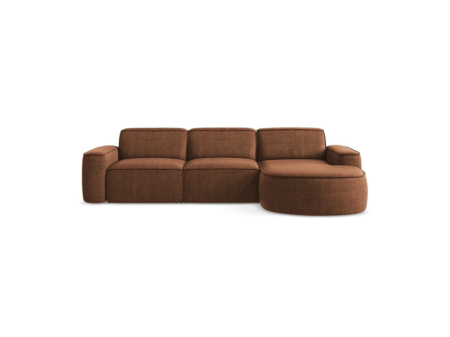 Modulaire hoekbank rechts van terracotta textuurstof - MELISSA