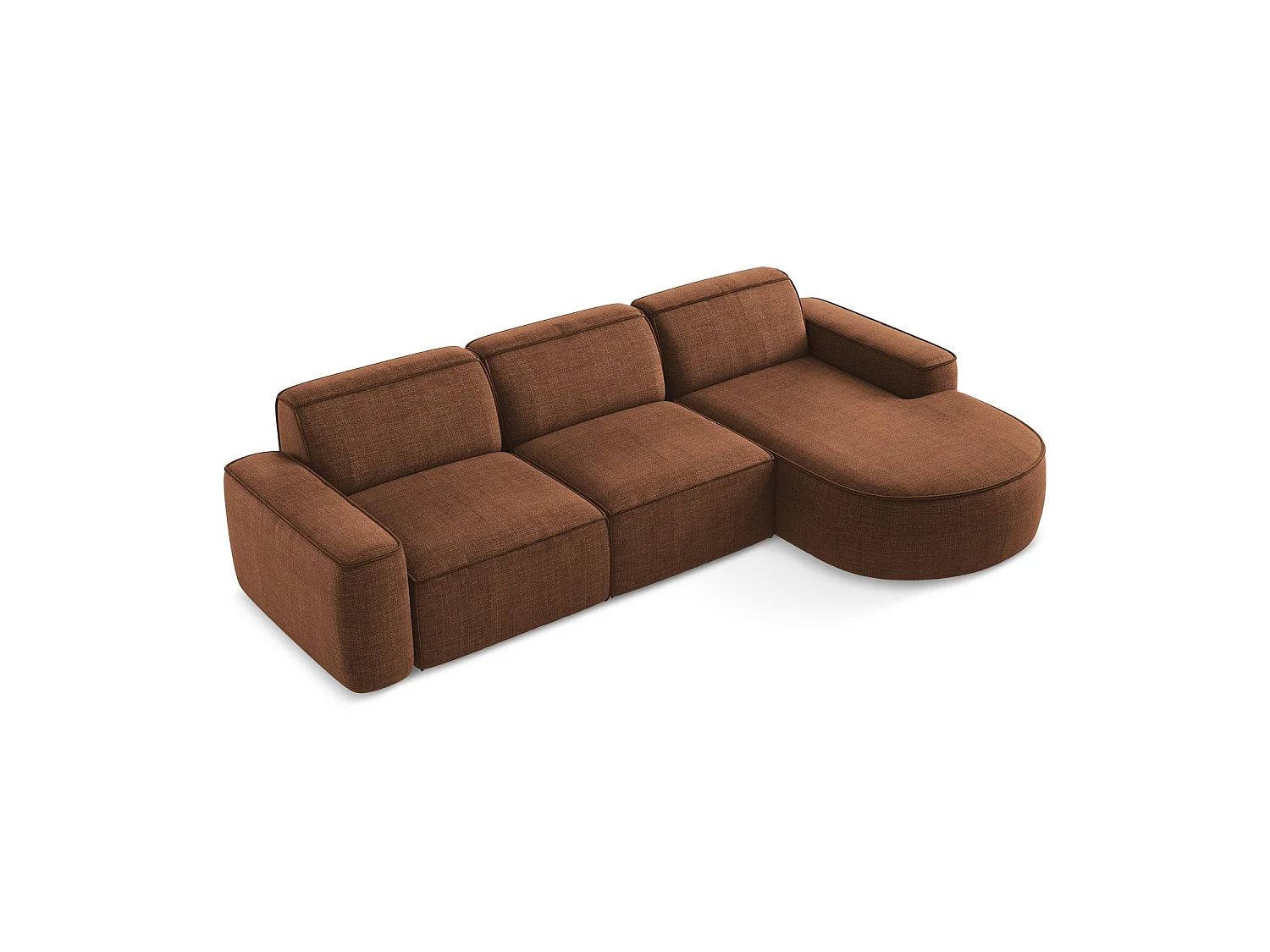 Modulaire hoekbank rechts van terracotta textuurstof - MELISSA