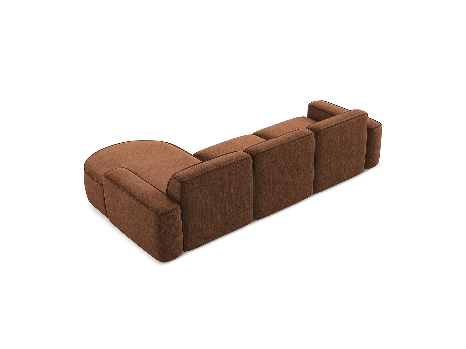 Modulaire hoekbank rechts van terracotta textuurstof - MELISSA
