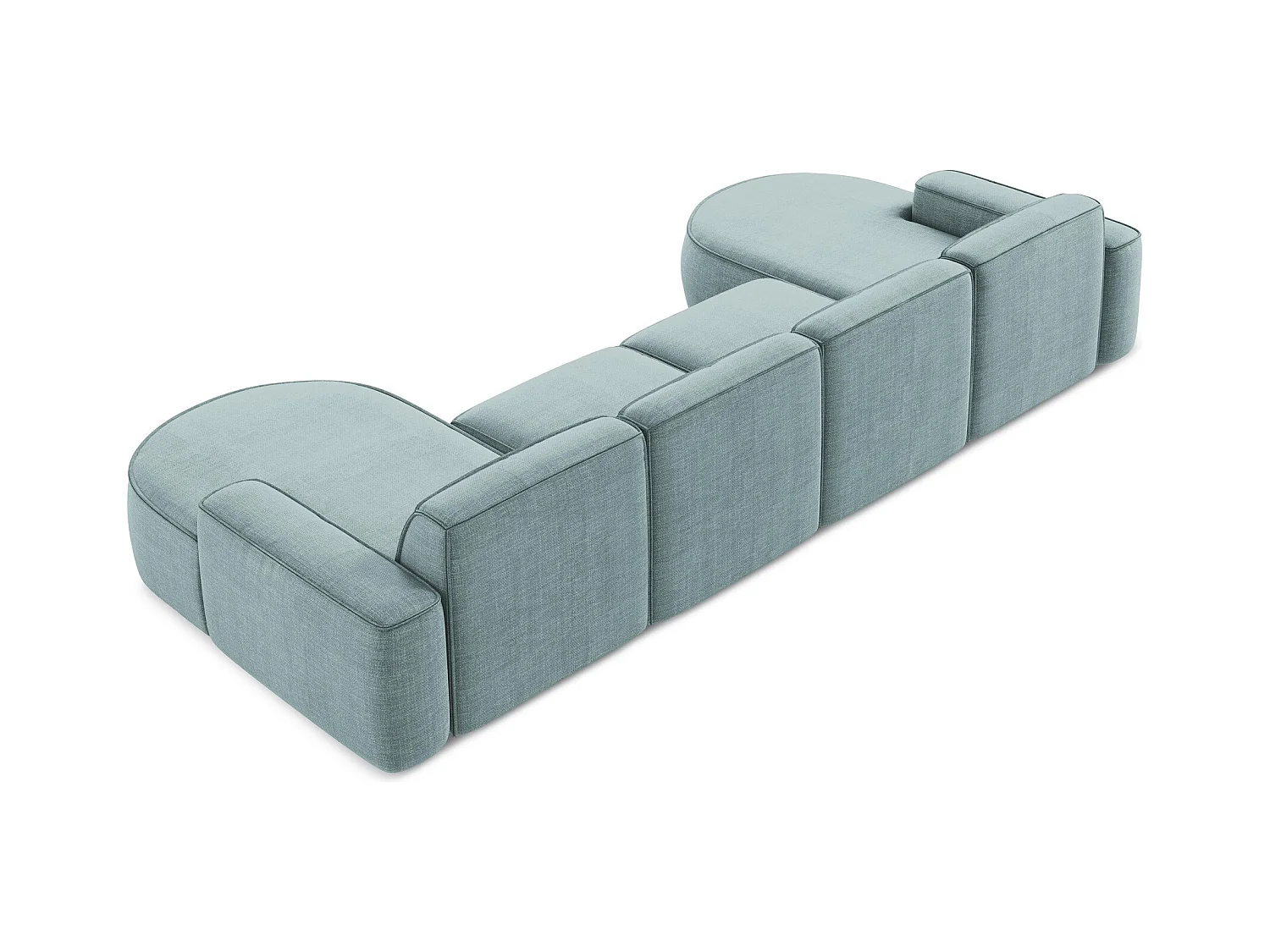 Canapé panoramique 4 places modulaire gauche en tissu texturé - jeans - OMAO