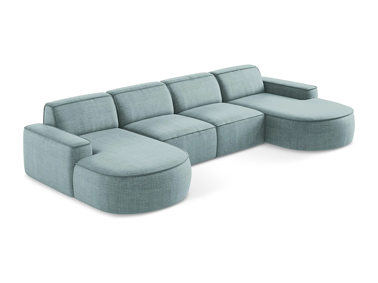 Canapé panoramique 4 places modulaire gauche en tissu texturé - jeans - OMAO