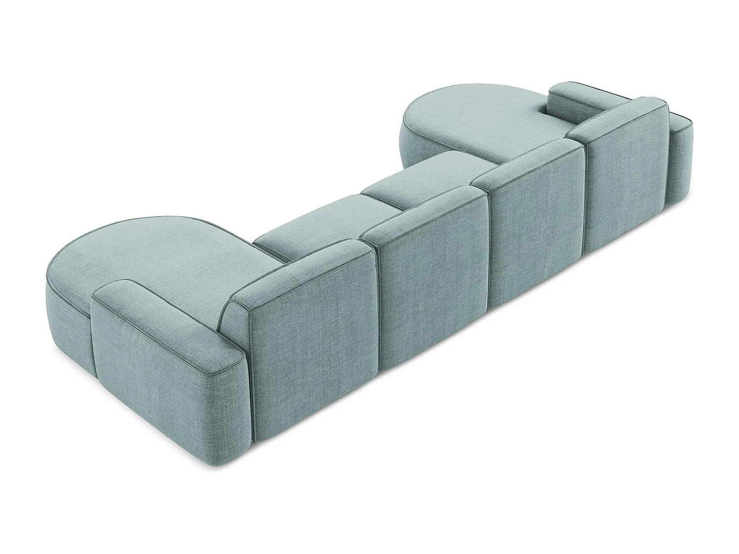 Canapé panoramique 4 places modulaire gauche en tissu texturé - jeans - OMAO