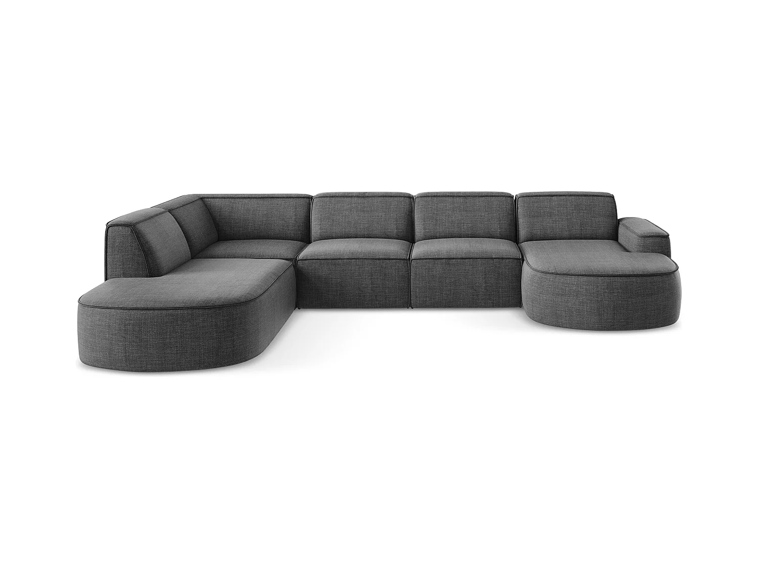 Modulares Wohnlandschaft - Strukturstoff - Dunkelgrau - OMAO
