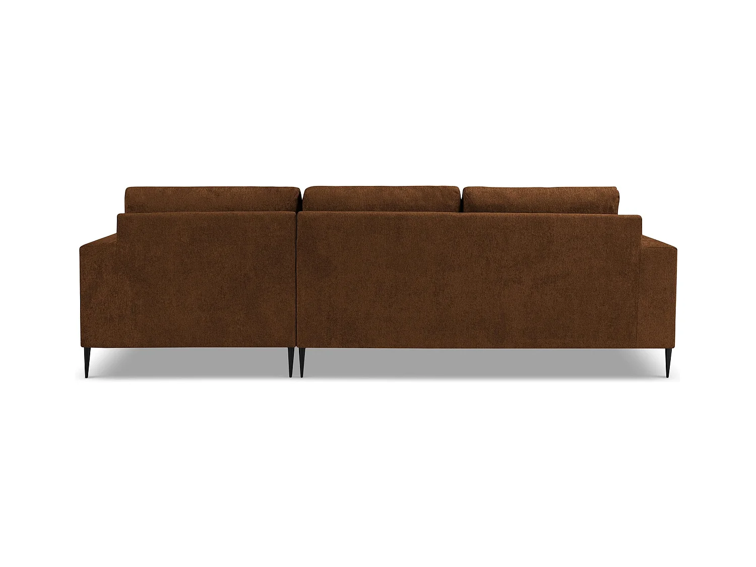 Canapé d’angle 3 places droit en tissu chenille - terre cuite - AKALA