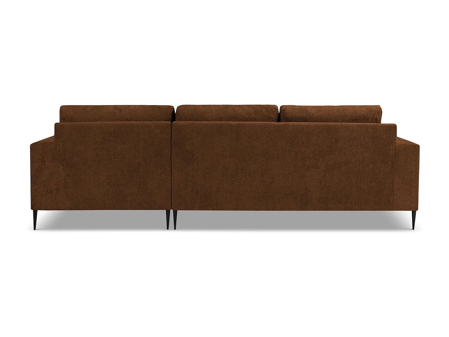 Canapé d’angle 3 places droit en tissu chenille - terre cuite - AKALA