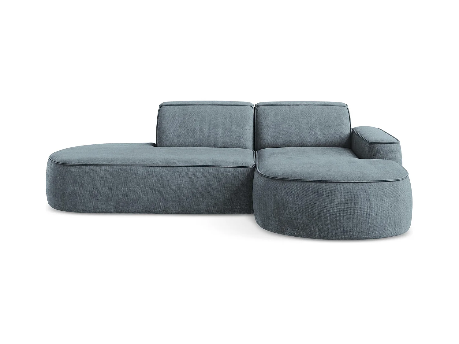 Canapé d'angle 3 places modulaire droit en tissu chenille - jeans - OMAO