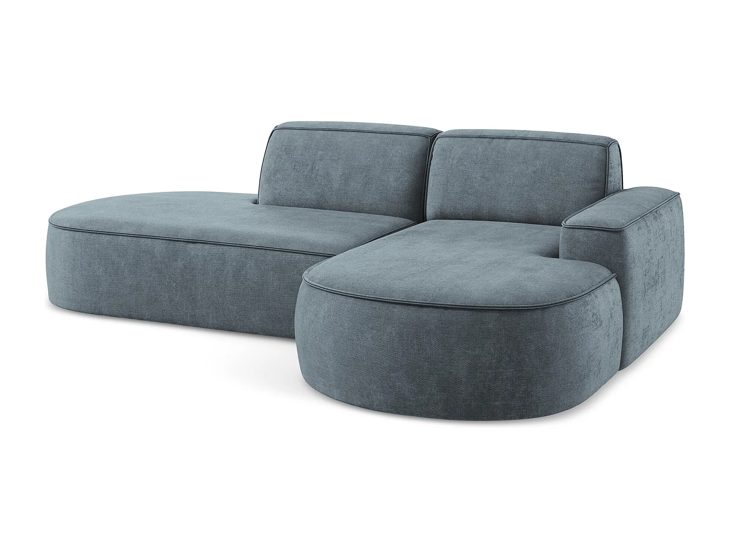 Canapé d'angle 3 places modulaire droit en tissu chenille - jeans - OMAO