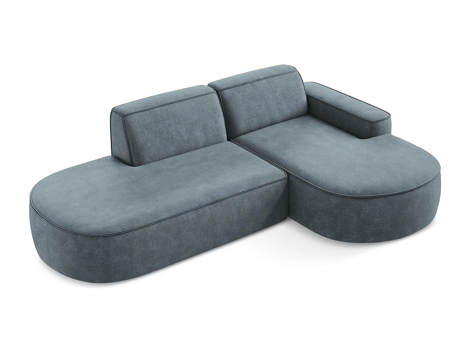 Canapé d'angle 3 places modulaire droit en tissu chenille - jeans - OMAO