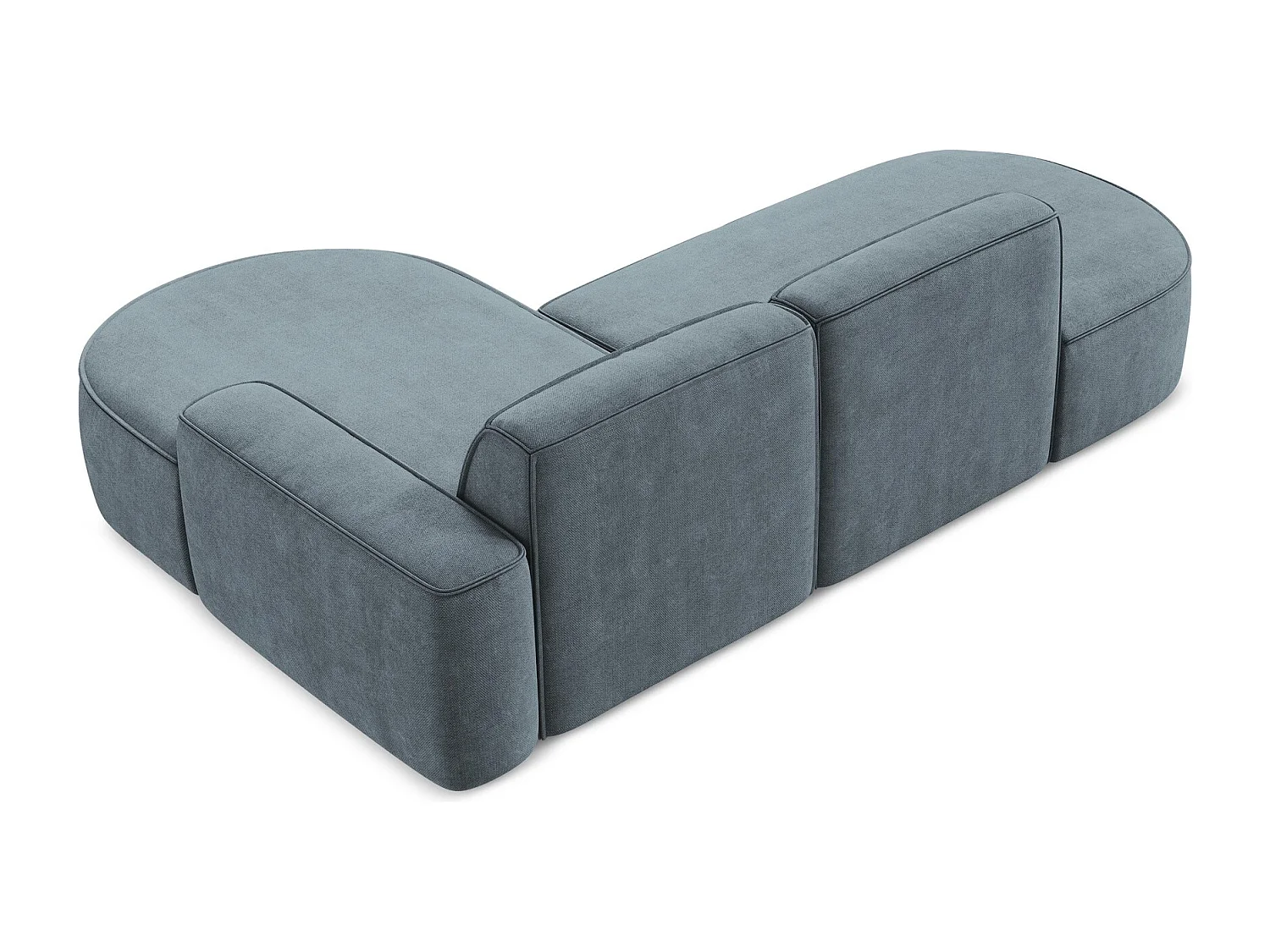 Canapé d'angle 3 places modulaire droit en tissu chenille - jeans - OMAO