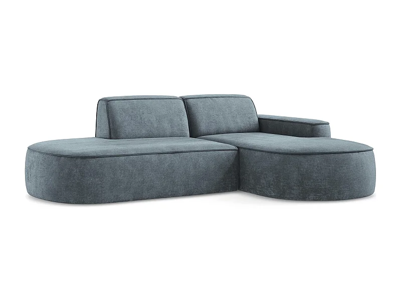 Modulaire hoekbank rechts van jeans chenille stof - OMAO