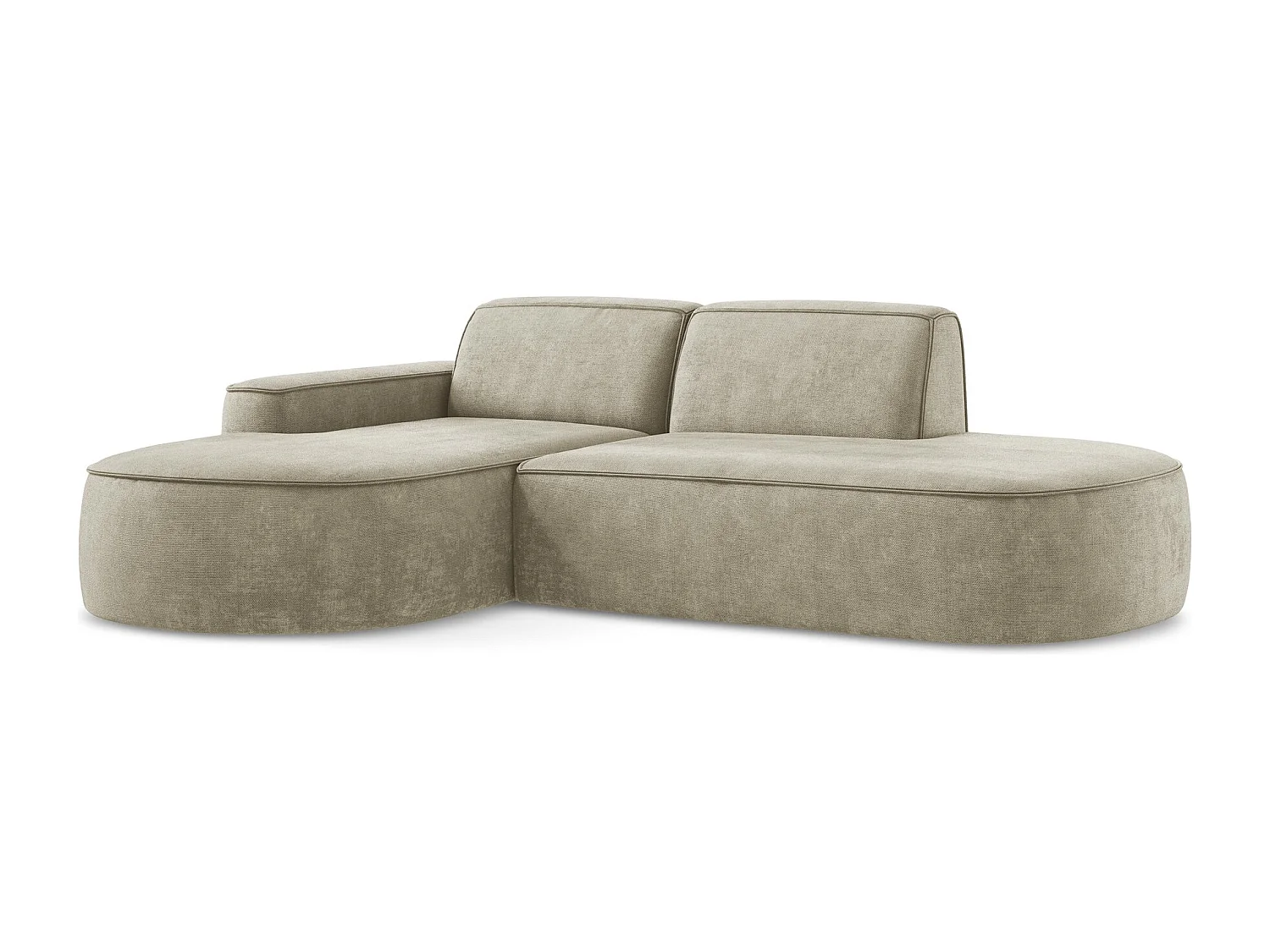 Canapé d'angle 3 places modulaire gauche en tissu chenille - beige - OMAO