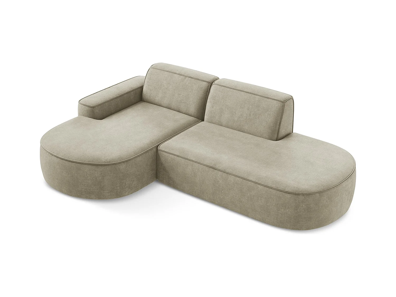 Canapé d'angle 3 places modulaire gauche en tissu chenille - beige - OMAO