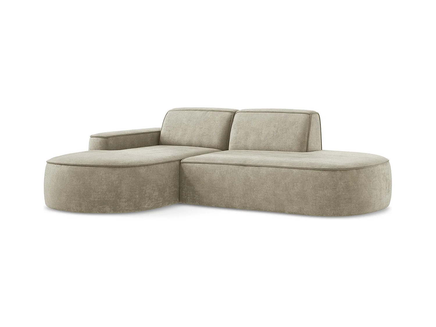 Canapé d'angle 3 places modulaire gauche en tissu chenille - beige - OMAO