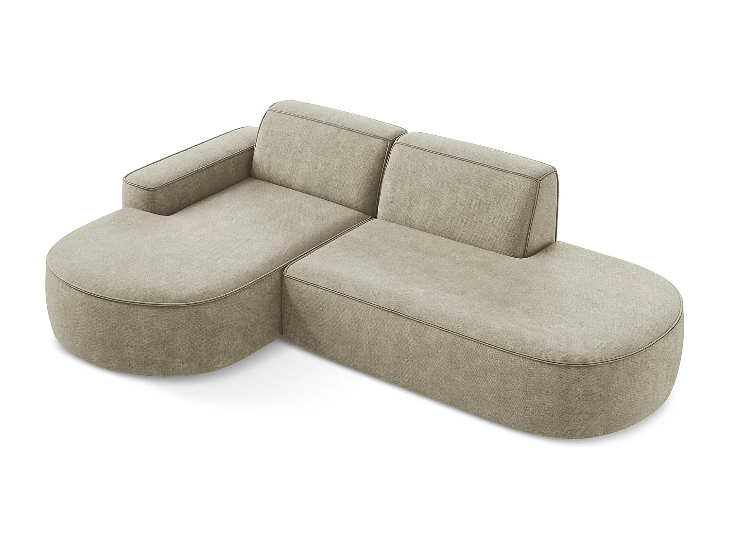 Canapé d'angle 3 places modulaire gauche en tissu chenille - beige - OMAO