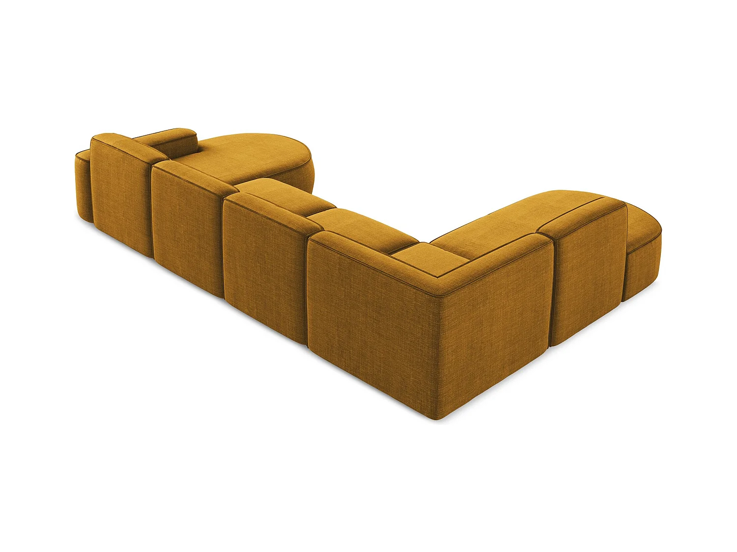 Canapé panoramique 4 places modulaire droit en tissu texturé - moutarde - OMAO