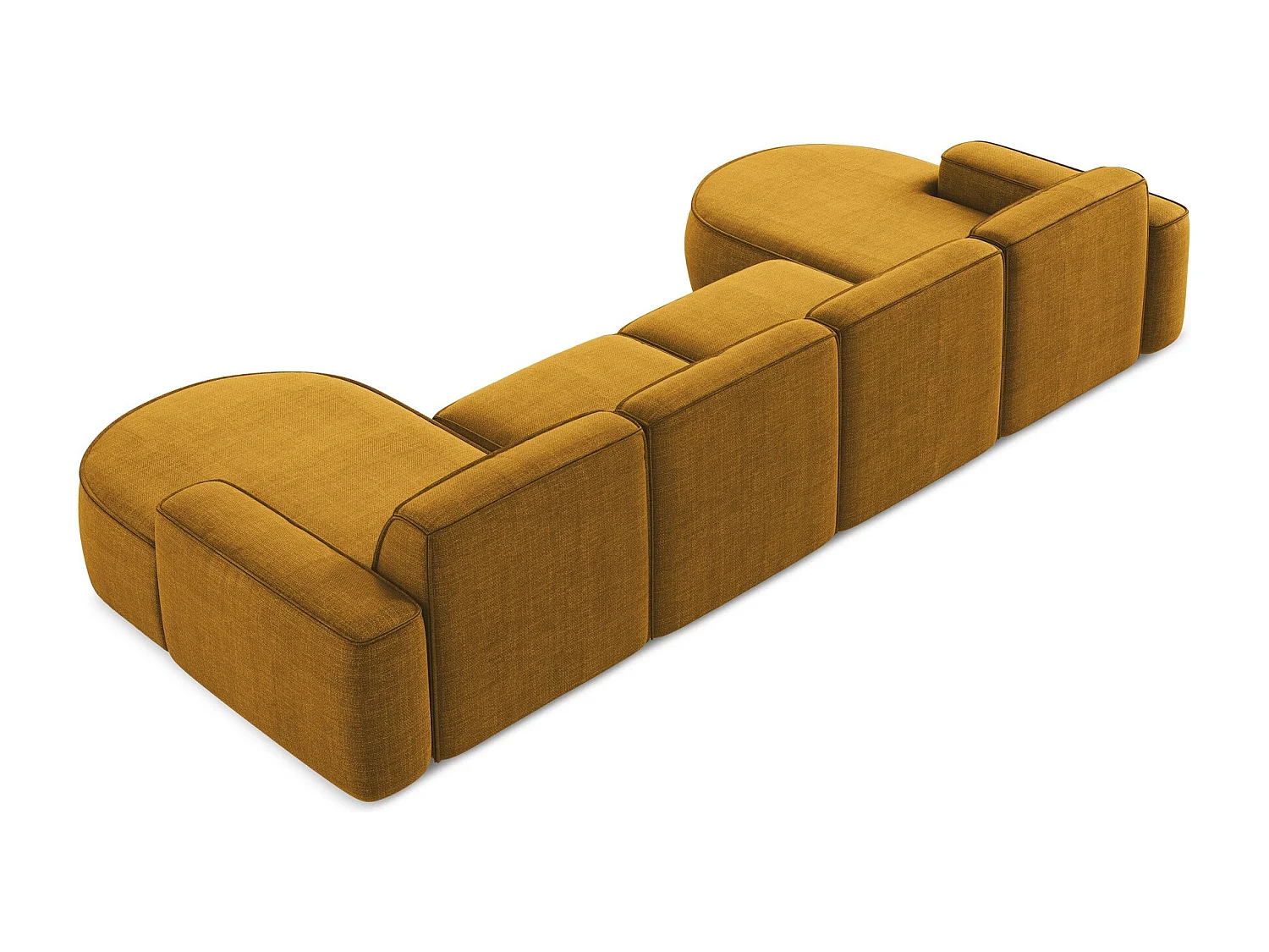 Canapé panoramique 4 places modulaire gauche en tissu texturé - moutarde - OMAO