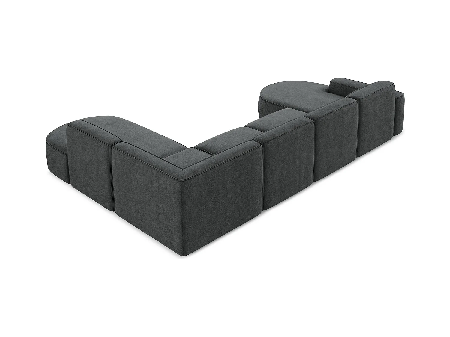 Canapé panoramique 5 places modulaire gauche en tissu chenille - gris foncé - OMAO