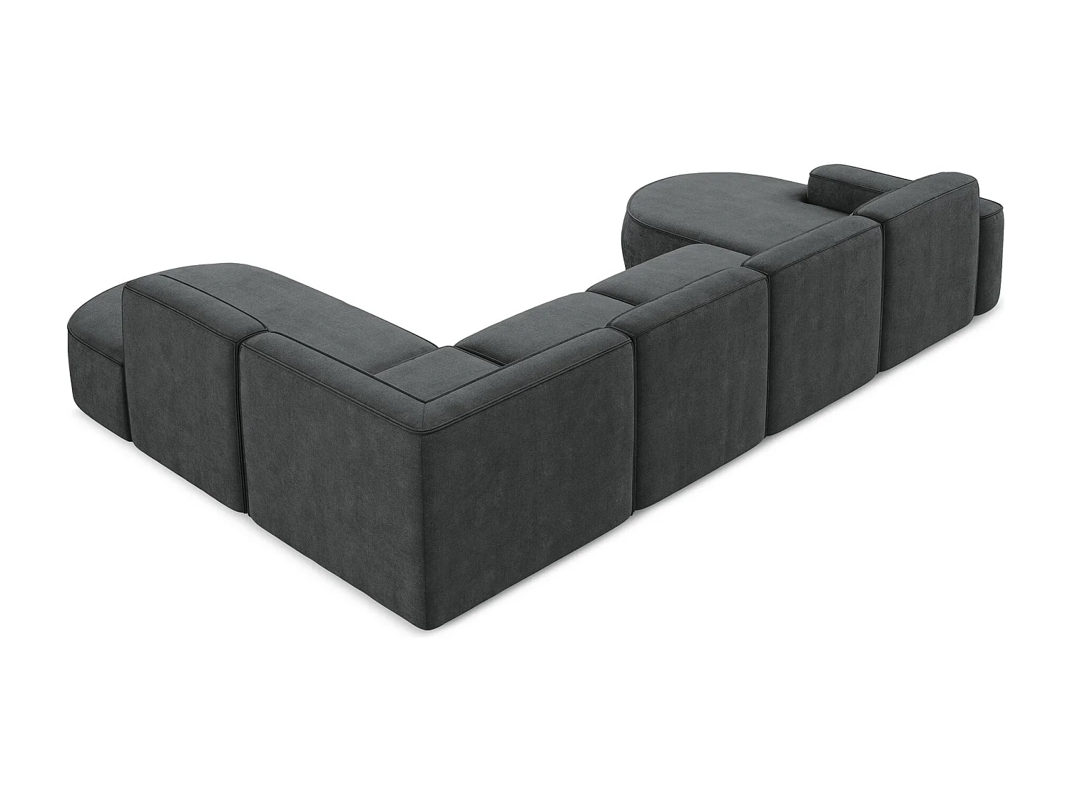 Canapé panoramique 5 places modulaire gauche en tissu chenille - gris foncé - OMAO