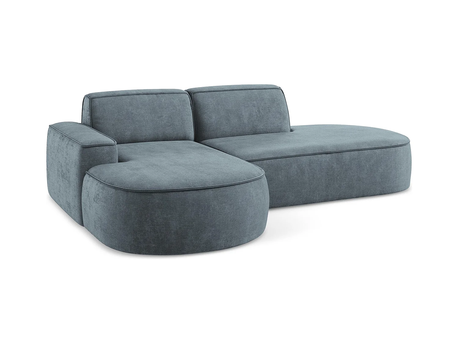 Canapé d'angle 3 places modulaire gauche en tissu chenille - jeans - OMAO