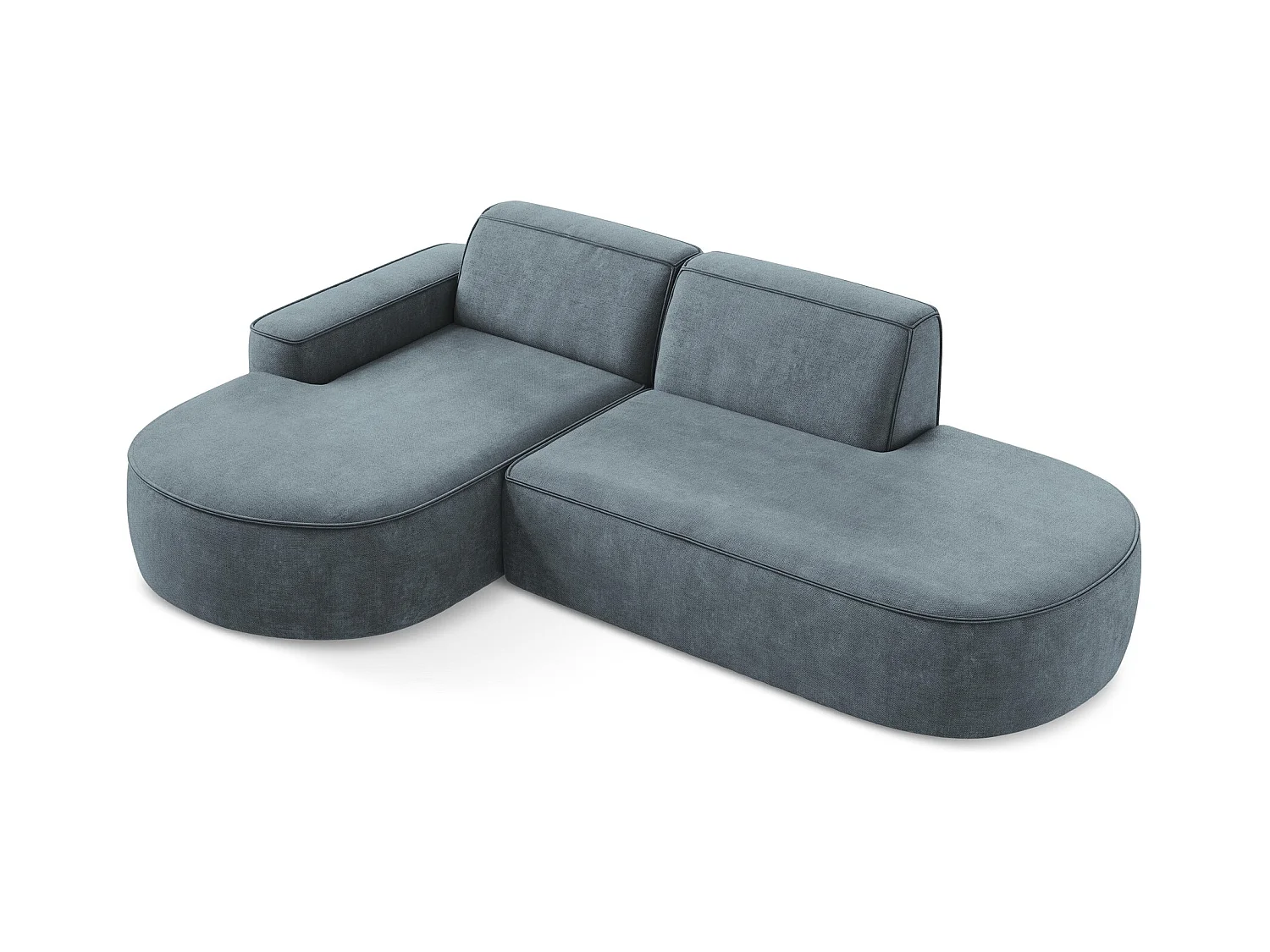 Canapé d'angle 3 places modulaire gauche en tissu chenille - jeans - OMAO