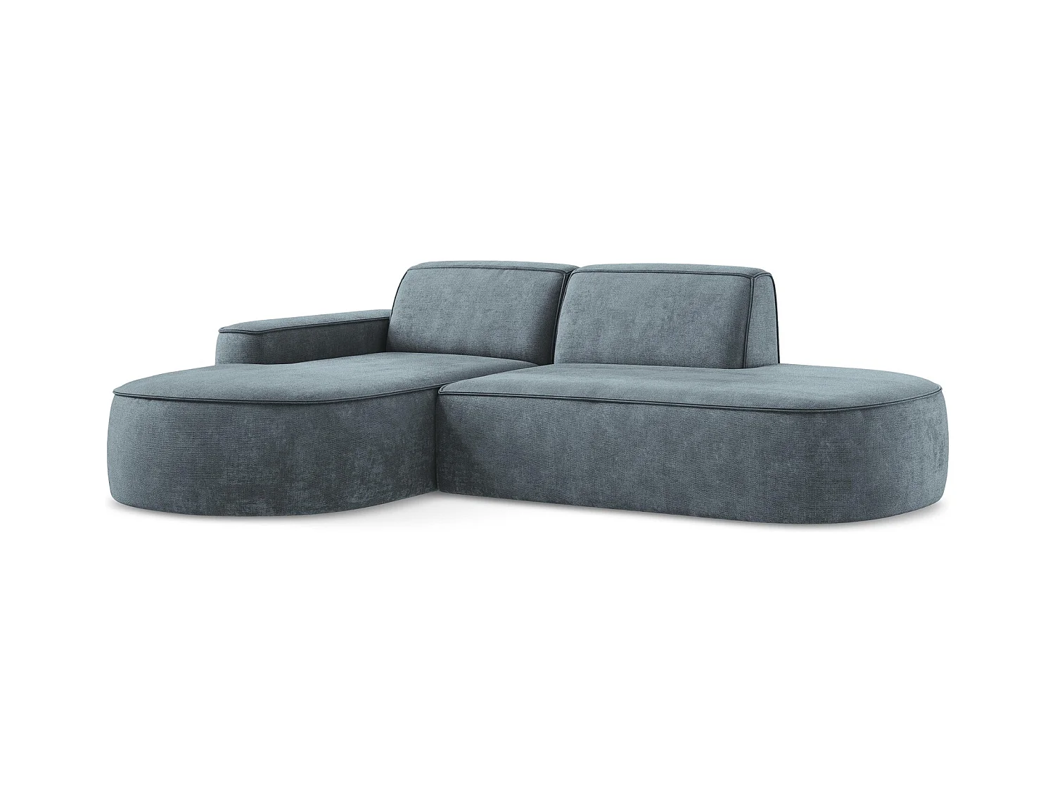 Canapé d'angle 3 places modulaire gauche en tissu chenille - jeans - OMAO