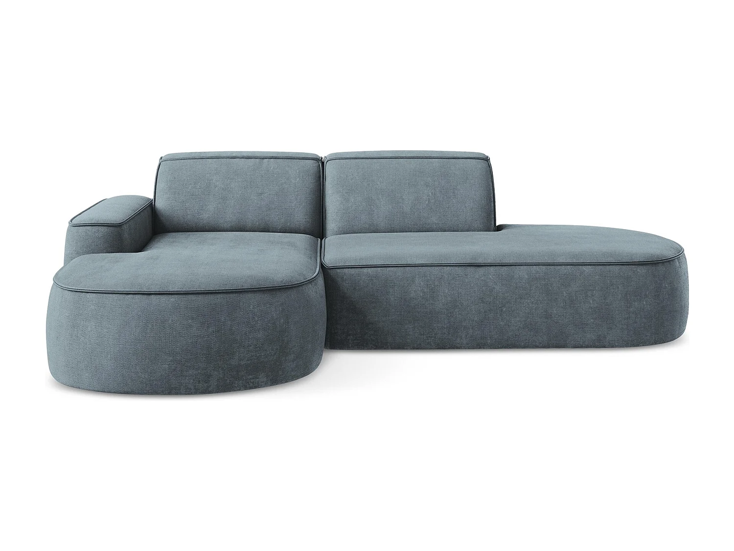 Canapé d'angle 3 places modulaire gauche en tissu chenille - jeans - OMAO