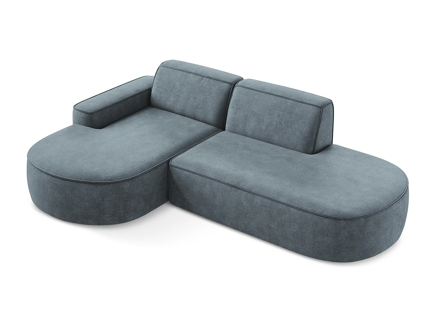 Canapé d'angle 3 places modulaire gauche en tissu chenille - jeans - OMAO